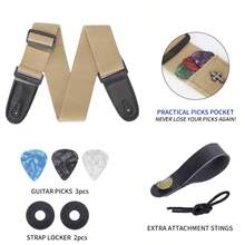 Correa de guitarra folk de algodón, diseño clásico personalizado para guitarra eléctrica, bajo - Multicolor - Ver 5