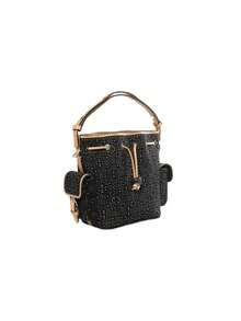 Tory Burch - Women The Pockets T Monogram Denim Bucket Bag It Features Denim With Leather Trim, Making It Ideal For Everyday.181531 - 001 ĐEN - Xem 3