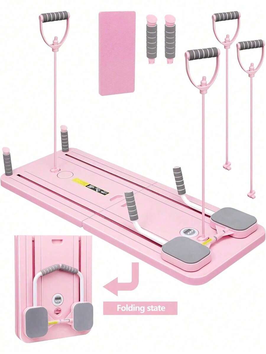 Multifunctional Abs Exercise BoardFoldable Home Pilates Exerciseboardequipped With Kneeling Pads Andtimers For Abdominal And Corestrength Training Multi-Functional Ab - Pink - View 1