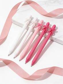 1/6/12/18支装粉色蝴蝶结圆珠笔，可伸缩蝴蝶结黑色墨水笔，女孩派对礼物，学校生日派对，办公用品，婚礼 - 蝴蝶結 - 查看 10