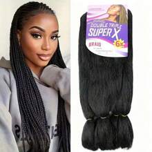 24 Polegadas 6 peças/Pacote Extensões de Cabelo Trançado Sintético Soft Yaki Pré-Esticado, Tranças de Crochê Sintéticas Profissionais Adequadas para Todas as Mulheres - Multicolorido - Visão 1