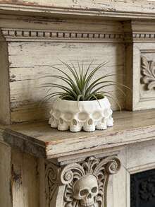 1 chậu trồng cây mọng nước hình đầu lâu phong cách Gothic, bình trang trí lò sưởi dùng cho cây không khí hoặc đồ trang trí theo mùa, chất liệu nhựa nhẹ. - A - Xem 8