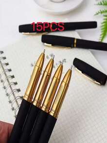 5/10/20pcs Set Black & Gold Tone Neutral Pens, Elegant Color Scheme Suitable For Office, School And Professionals, Essential Back To School Stationery - Black - View 16