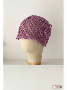 1pc Openwork Knit Beanie, New Vintage Artistic Hollow-Out Baggy Hat, Versatile Fashion Slouchy Cap For Summer, Handmade Crochet Hollow Knitted Hat, One Size Fits Big Heads,Beach,Vacation,Holiday,Travel - Large Diamond-shaped Flowers - View 13