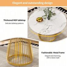 Matbord - Gyllene + Vit + MDF + Metall - Visa 11