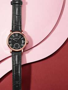 REBIRTH 1条女士时尚真皮腰带，简约学院风罗马刻度显示休闲手表，适合日常佩戴 - 均碼 - 查看 9