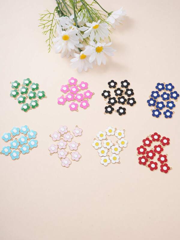 10个不锈钢彩色花朵吊坠，可用于制作手链、珠宝DIY饰品，也适用于DIY项链、手链、耳环、包包挂饰和钥匙扣，防水防汗，适合日常佩戴，是送给妻子、母亲和女友的创意礼物。