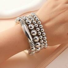 独特串珠手链套装，时尚奢华手工饰品 - 銀色 - 查看 6