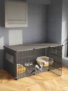 1 casă pentru pisici cu mai multe straturi și litieră, cușcă mare pentru animale de companie, cu 3 niveluri, gard metalic rezistent la coroziune, potrivită pentru câini, pisici, găini, iepuri de talie medie/mică - pentru uz interior și exterior - Multicolor - Vizualizare 8