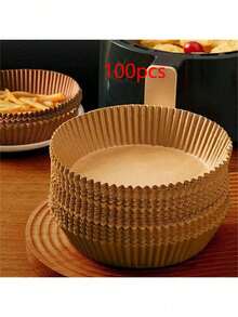 50/100 miếng lót nồi chiên không dầu, 9"/9.06", chống dính, chống thấm nước, chống dầu, giấy nướng đa năng, thích hợp cho nồi chiên không dầu, lò vi sóng, nồi hấp, làm từ chất liệu gỗ, đồ dùng nhà bếp và ăn uống - Nhiều màu - Xem 14