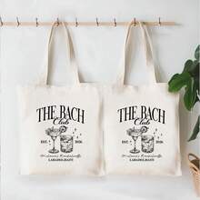 Customized Bachelor Bachelorette Party Canvas Tote Bag, Monogrammed Bridal Wedding Bridesmaid Gift Bag - Multicolor - View 2