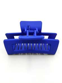 1pc Matte Plastic Hollow Rectangle Hair Claw Clip, 8.5cm, Suitable For Daily Wear - Royal Blue - View 2