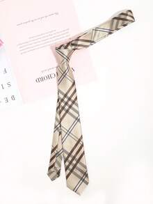 1pc Men's Casual Gold Plaid Striped Pattern Necktie, Suitable For Business, Banquet And Daily Wear - Gold - View 3