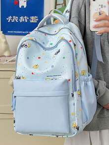 New Cartoon Korean Style Chic Minimalist Casual Versatile Durable Backpack - Blue - View 2