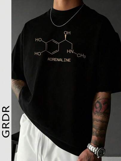  Camiseta de Manga Curta Solta e Estampada Masculina GRDR | Design Requintado | Essencial de Verão | Fácil de Combinar | Mostre seu Estilo