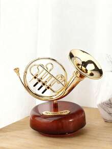 1pc New Rotating Violin Music Box, Lute Shaped Creative Home Decor, Room Decoration, Small Instrument Gift, 8-Sided Wind-Up Music Box, Birthday Gift, Gift For Her, Easter Gift - Retro Music Box - View 9