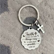 基督教礼物，信仰蝴蝶钥匙扣；洗礼牧师感谢十字架圣经经文钥匙扣；励志灵性标语休闲波西米亚可爱街头派对优雅锌合金复活节 - 銀色 - 查看 8