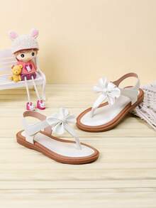 Sandalias de tiras con lazo para niñas, adecuadas para salidas diarias en primavera y verano - Blanco - Ver 2