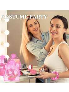 12pcs Set (Including 3 Foldable Mirror‑Combs, 3 Heart‑Shaped Chains, 3 Hair Ties, 3 Organza Bags), Party Accessory Gift Set, 2‑In‑1 Foldable Makeup Mirror And Comb, Portable Air Cushion Comb, Women's Party Gift Set, Fall Style Christmas 2026 - A - View 4