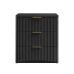 Classic Bedside Table With Three Spacious Drawers – Unique Grooved Design, High-Quality Metal Handles And Silent Drawer Slides – Solid Base – Black - Black - View 5