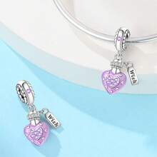 1个镀银珠吊坠，发光爱心吊坠，甜梦天使吊坠，蓝色发光许愿瓶吊坠，星月夜光吊坠，海洋漂流瓶吊坠，魔法许愿瓶吊坠，花球许愿瓶吊坠，紫色许愿瓶吊坠，适合女士手链项链DIY饰品制作，约会礼物，甜美风格女士饰品 - 彩色 - 查看 11