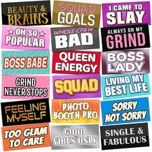 18 piezas de accesorios para fotomatón con tema de jefa, letreros de mano con citas motivadoras para mujeres emprendedoras, accesorios para selfies de fiesta de oficina y construcción de equipo, decoración de oficina en casa, accesorios de fotografía para mujeres profesionales y creación de contenido para redes sociales - Tema del jefe - Ver 8