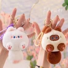 1pc Cat Bun Plush Pendant Stuffed Animal Keychain Bag Charm - Multicolor - View 13