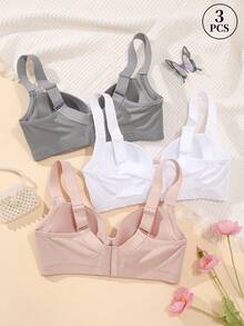 mimilemon 3pcs Women Lift Up Bras - Wide Strap, Lift, Side Support, Comfortable & Fashionable, Full Coverage Design, Confident All Day - Multicolor - View 4