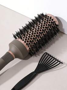 3-In-1 Aluminum Tube Curling Comb, Professional Hair Styling Tool, All-In-One Blow-Drying, Combing, And Styling, Multi-Functional Brown Round Comb, Salon-Grade Styling Comb, Suitable For Straight And Curly Hair. - Multicolor - View 4
