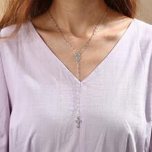 6毫米项链，男女通用，长款金银链，十字架吊坠项链，宗教祈祷饰品，男士项链礼物 - 6mm念珠項鍊 - 查看 5