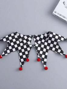 1 Pc Retro Dramatic Clown Style Fake Collar, Circus Performance Costume Accessories Party Male And Female Roles Cute Outfit With Fairy Tale Style, Versatile With Fur Ball, Fake Collar - Large Diamond-shaped Red Ball - View 6