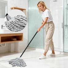 Mop For Floor Cleaning - Cotton Mops For Floor Cleaning, Regular Mop For Floors, 52-Inch Simple Mops For Cleaning Living Rooms, Bathrooms, And Kitchens. (White&Grey) - Gray - 查看 4