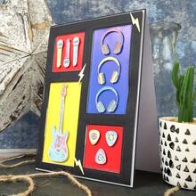 Molde de corte de metal para auriculares de guitarra, kits de elaboración de tarjetas, moldes de papel en relieve, plantillas de máquinas para scrapbooking, bolsas de almacenamiento y suministros relacionados - blanco plateado - Ver 8