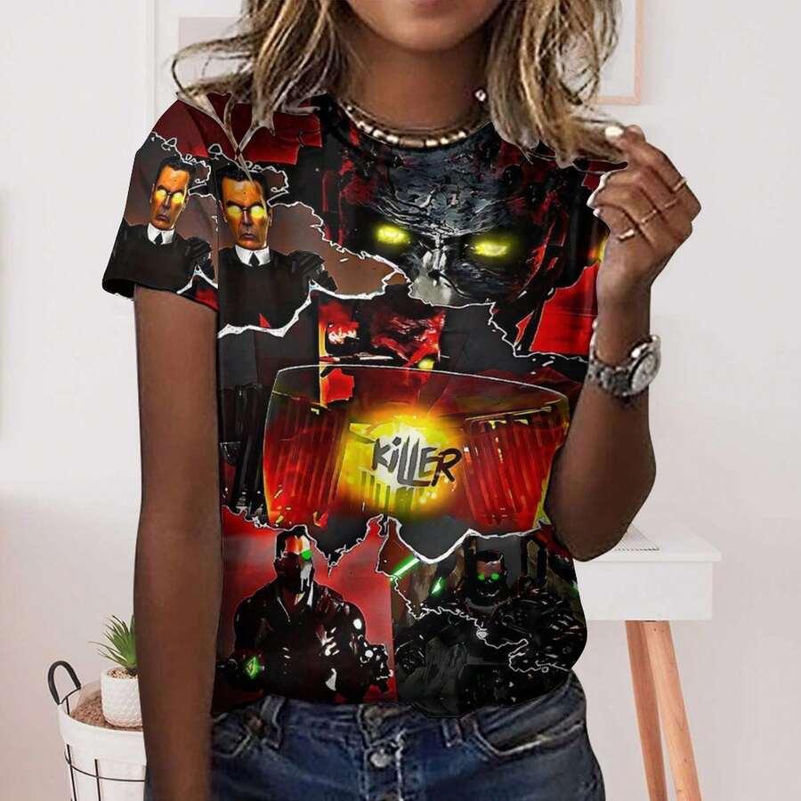 Deadpool  Womens Loose Fit Summer Tops 2026 Short Sleeve Crew Neck Casual   Basic Tees Soft Comfortable Everyday Wear - 黑色 - 查看 1