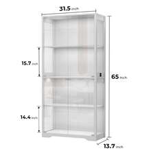 BROTTAR Glass Display Case, 4-Tier Curio Cabinet With 3 Color Lights For Collectibles, Display Cabinet With Glass Doors, Human Body Sensor, Bookcase With 4 Shelves - 查看 4