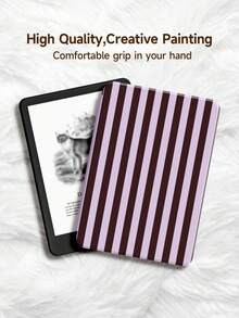 1pc Red-Brown-Pink Striped Pattern Tablet/E-Book Reader Protective Case, Compatible With Kindle Paperwhite 5, Kindle NK 11, 11" 11th Gen 2025, 10.2" 10th Gen, Auto Wake/Sleep Function, Slim & Lightweight - Multicolor - View 17