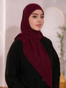 1pc Instant Triangle Hijab, All-In-One Tie-Up Design, Quick Wrap Without Slipping, No Undercap Needed, Suitable For Daily Wear, Prayer, And Outings - Multicolor - View 12