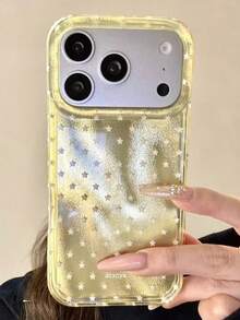 Luxury Shiny Minimalist Star Phone Case Suitable For IPhone 17Pro Max, 17Pro, 17, 17Air, 16Pro Max, 16Pro, 16, 15Pro Max, 15Pro, 15, 15Pro Max, 14, 13, 12, 11 And Other Models, Cute Shockproof Phone Case - Yellow - View 2