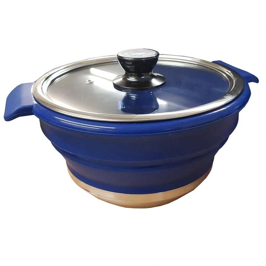 2.3L BLUE FOLDING COLLAPSIBLE CAMPING SAUCEPAN / COOKING POT Integral Handles - Multicolor - View 1