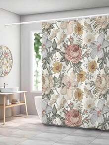 1 件复古花卉印花浴帘防水浴室帘加厚防霉隔断帘浴屏防水淋浴帘家居浴室装饰秋季装饰浴室配件返校 - 彩色 - 查看 19