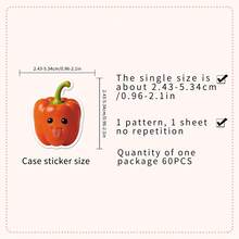 50张趣味食物贴纸，表情滑稽，姿势可爱，可定制，防水乙烯基材质，适用于冰箱、午餐盒等，带来欢乐和笑声。 - 彩色 - 查看 6