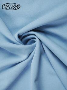 Aflion 女士无肩带蓝色迷你连衣裙，白色蕾丝边饰，正面系带 - 无袖，迷你裙长，时尚甜美性感风格，适合夏季、海滩、派对、度假、夜店、嘉年华、情人节、新年等场合。 - 藍色 - 查看 4