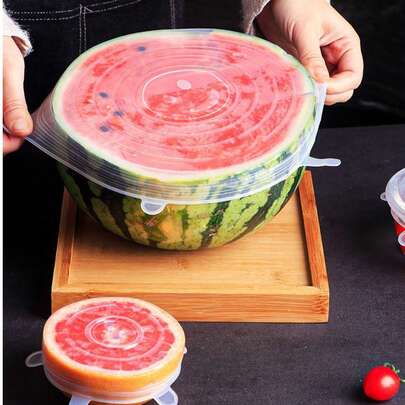 12/6pcs Reusable Food Covers, Refrigerator Odor Proof And Fresh-Keeping Covers, Vegetable, Fruit, And Meat Sealed Fresh-Keeping Covers, Kitchen Storage And Organization, Storage Accessories, Food Storage Room Summer Fresh-Keeping Tools, Mother's Day Gifts, Fresh-Keeping Bag Accessories