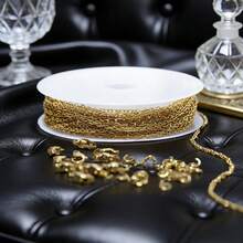 10m/Roll Stainless Steel Flat Cross Chain 1.5mm 2mm 2.5mm Necklace Bracelet DIY Jewelry Accessories Necklace Bracelet - Yellow Gold - View 2