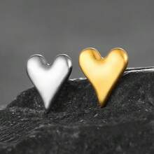 1pc ASTM F136 Titanium 16/18G Sharp Heart-Shaped Cartilage Tragus Labret Lip Stud Earring Helix Conch Flat Back Threadless/ Internal Thread Stud Piercing Jewelry For Women Men - Heart-shaped - View 8