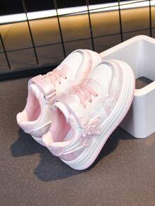 Children's Versatile, New Comfortable Soft-Sole Shoes, Suitable For All Seasons, Outdoor Wear, Vacation Travel, Princess-Style Decor, School, Fashionable Casual Thick-Soled Sneakers - Pink - View 7