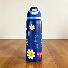 Owal'a 32OZ/945ml Outdoor Sports Water Bottle, Double-Layer Vacuum Insulated Portable Drinking Cup, Travel Ice Coffee Cup, Summer Drinking Ware. It Has A Handle And A Straw, Which Is Very Suitable For Travel, Home Use, And Office Use. It Is Suitable For Small Sipping, Chilled Beverages And Hot Drinks In Summer. - Hoa hướng dương xanh - 32oz - Xem 3