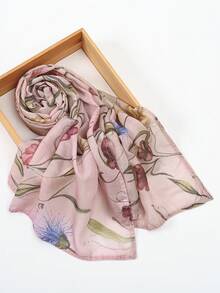 1件印花头巾，时尚优雅简约清新女士围巾，轻盈头巾，适合日常佩戴和祈祷（罩袍） - 粉色 - 查看 8