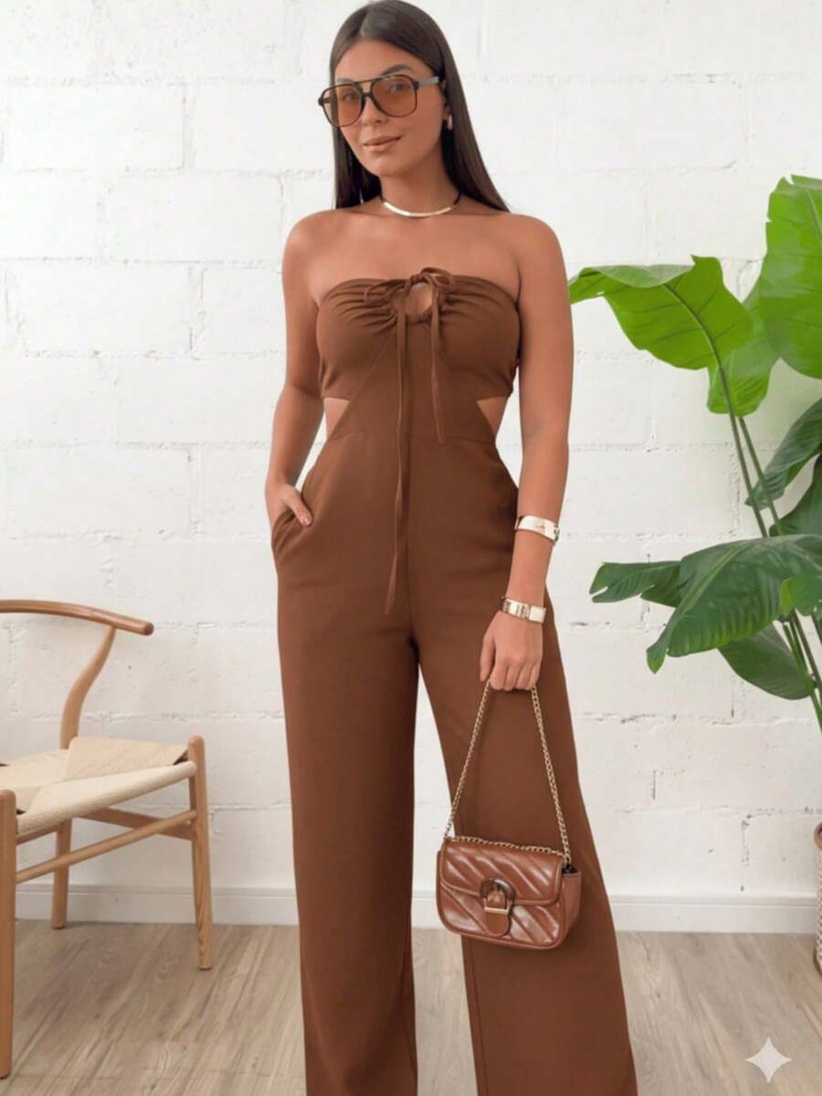 Women's Jumpsuit, Wide Leg, Multi-Style - Rust Brown - View 1