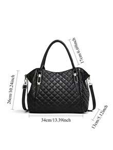 1 chiếc túi tote bằng da PU màu trơn, ấm áp, phong cách thường ngày, thích hợp cho công việc, đi làm và sinh hoạt hàng ngày vào đầu mùa đông. - màu đen - Xem 8